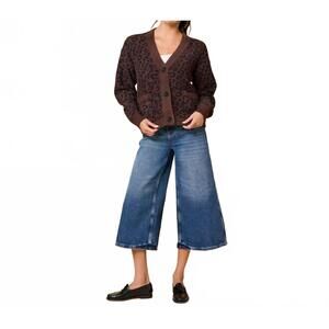 NEW SOFTIES marshmallow crop cardigan in wild espresso